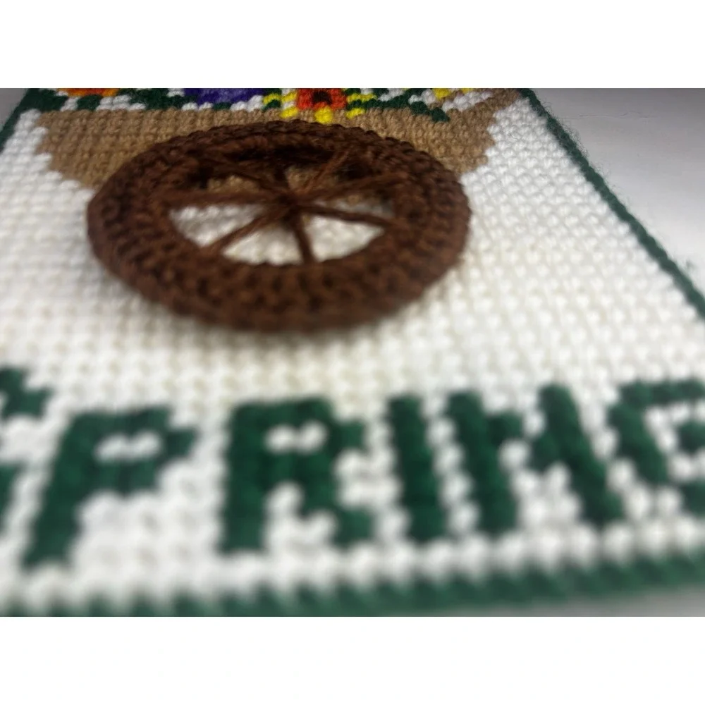4‎ Vintage Plastic Canvas Door Hanger Spring Flowers Bunny Flowers Needlepoint